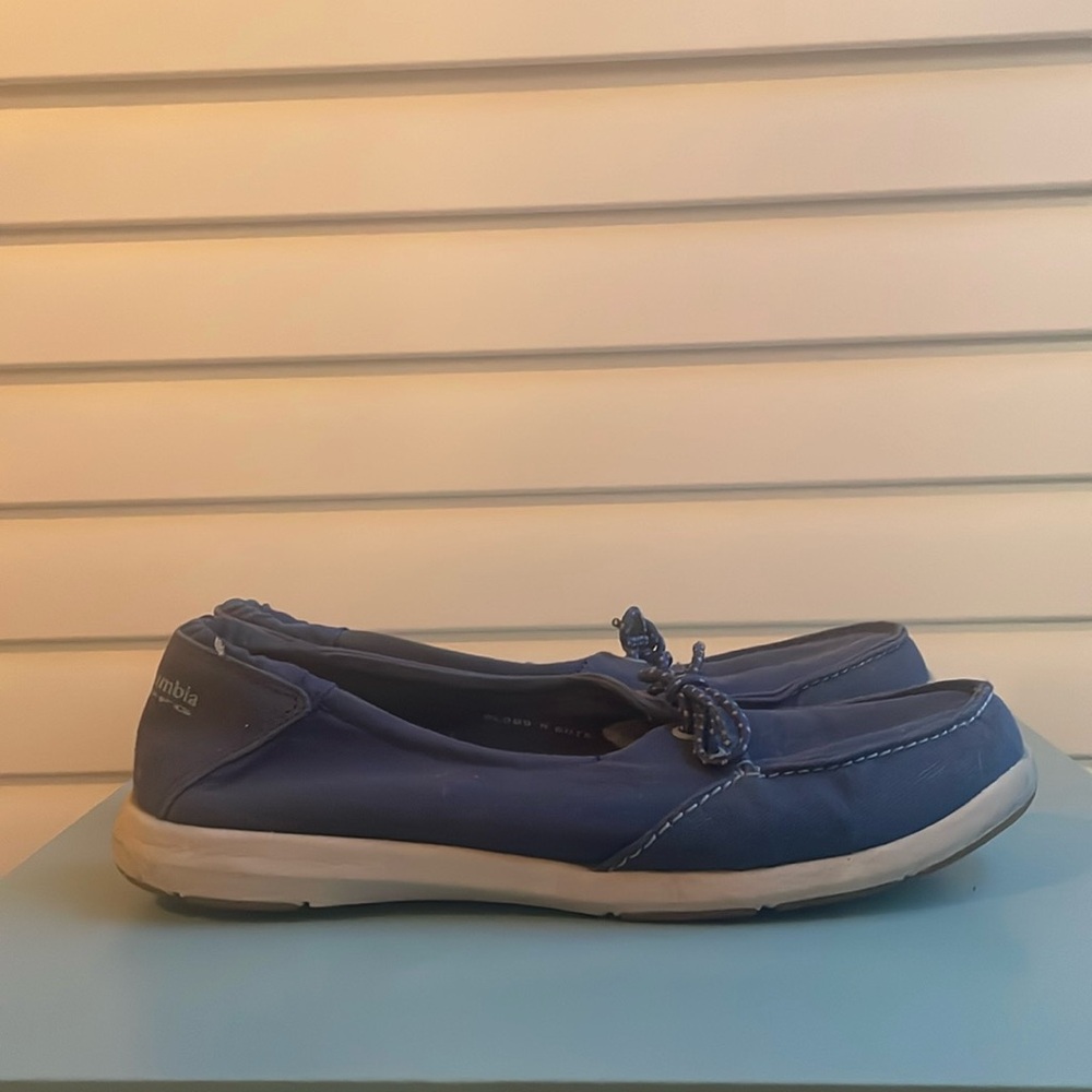 Columbia Womens BL4611-469 Blue PFG Canvas Slip-On Size 11 Boat Shoe
